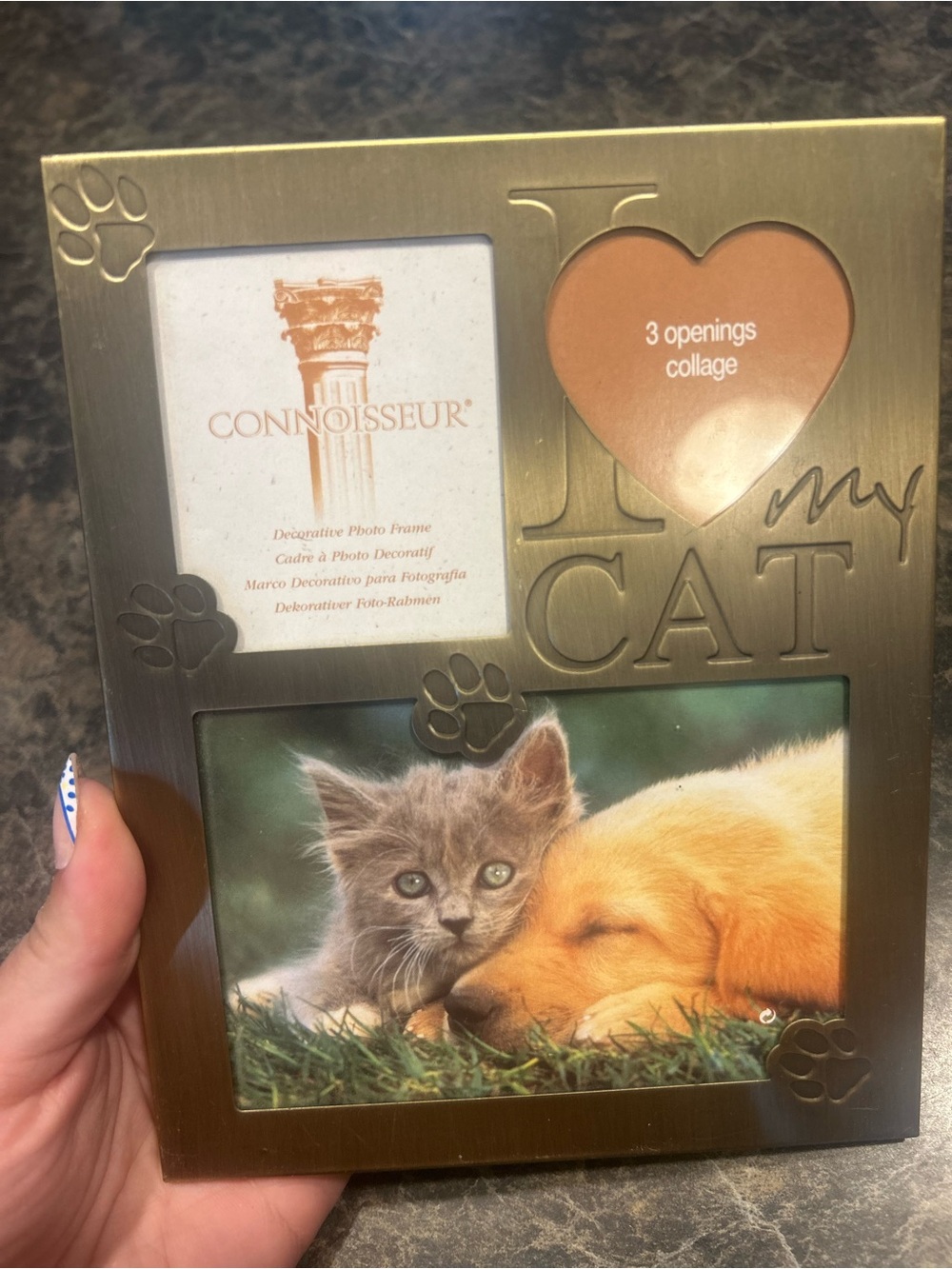 'I Love My Cat' Multi-Opening Photo Frame - Bronze